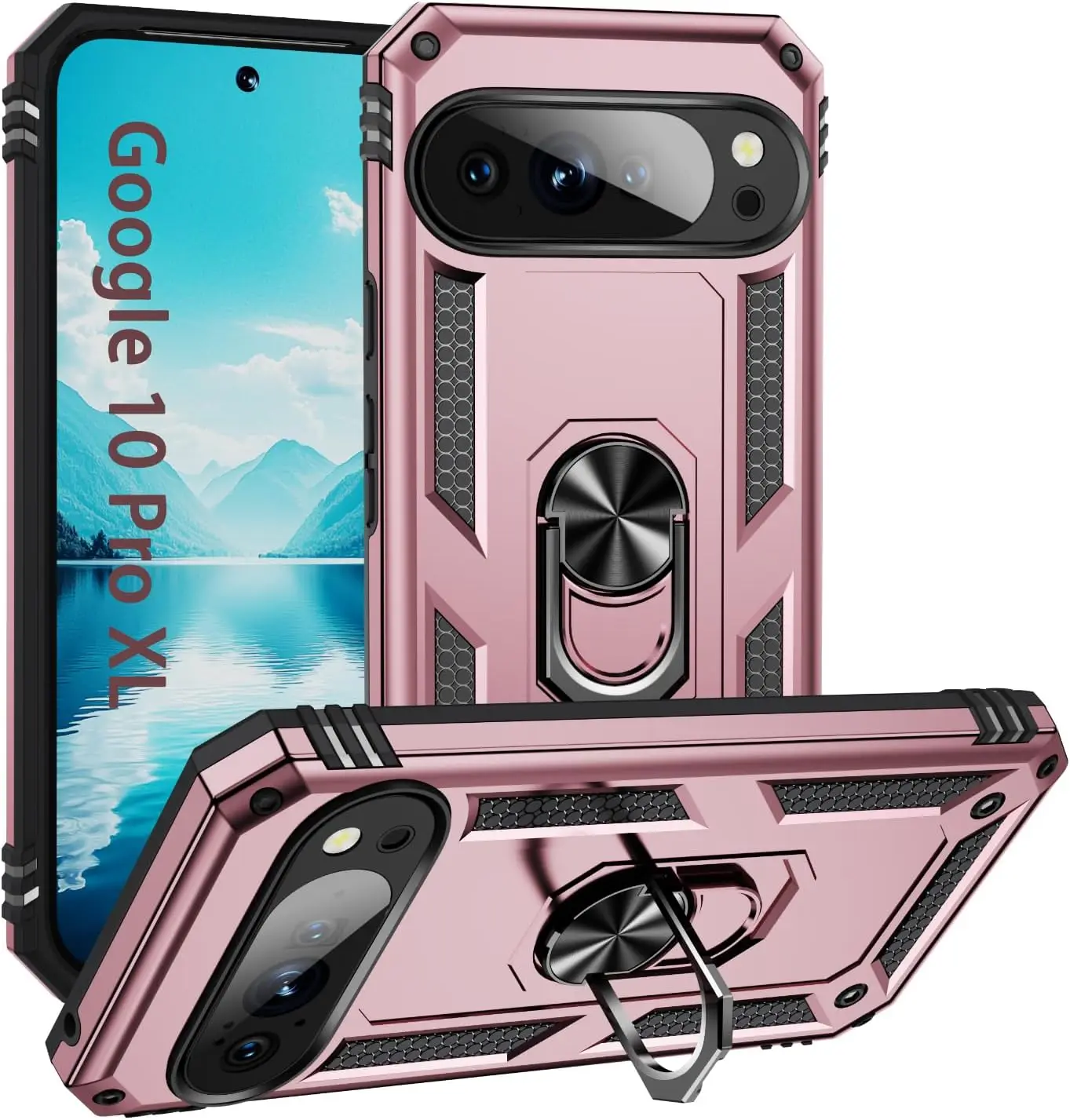 Capa Magnética Para Celular (ouro Rosa, Google Pixel 10) Para Carro, Suporte De Anel À Prova De Choque, Capa Protetora Resistente.