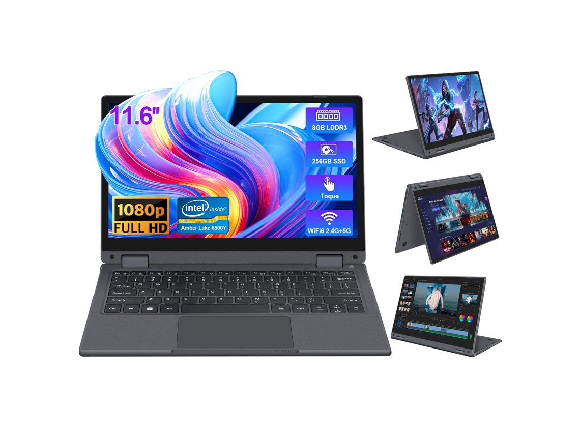 Portátil Vanwin Netbook Tela Sensível Ao Toque Computador Giro 360 11.6 Intel® Pentium® Gold 6500y Processor Ram8gb 256gb Ssd