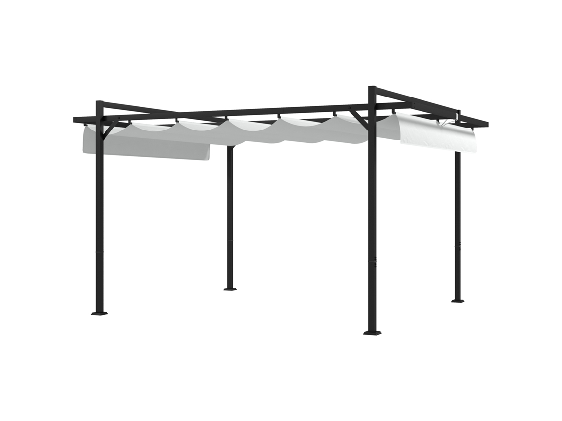 Pérgola De Exterior Aço E Poliéster Cor Branco 297x397x235 Cm Outsunny