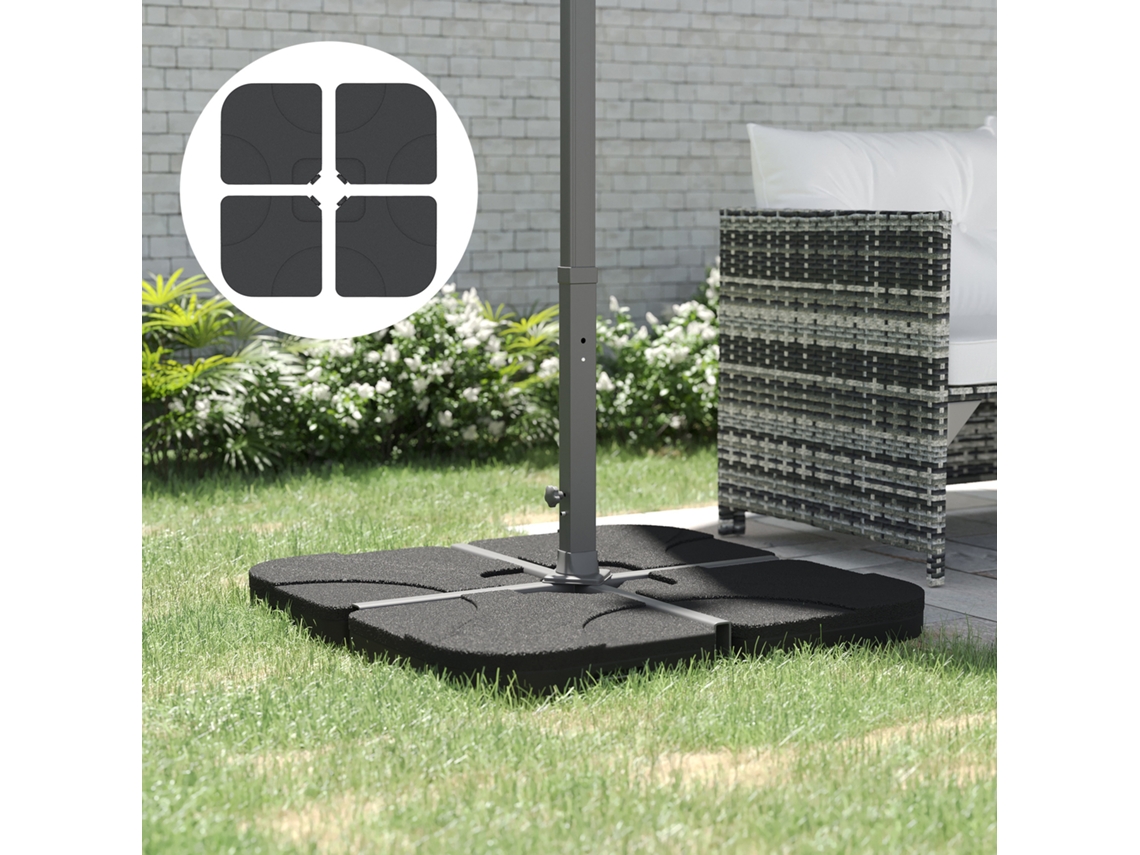 Base Sombrinho Jardim Plástico 50x50x7,5cm Conjunto 4 Peças