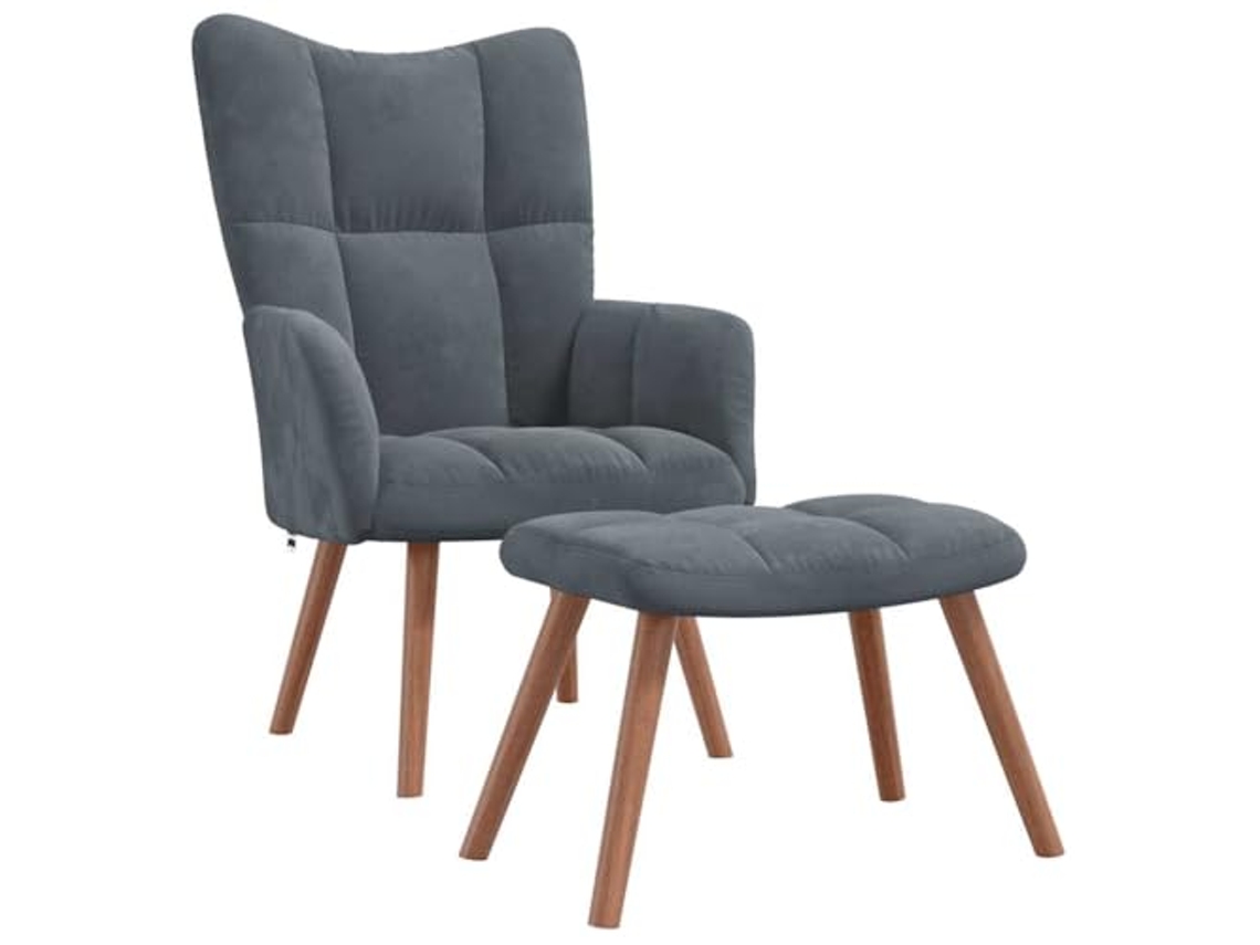 Relaxing Chair With Stool, Relaxing Chairs With Stools Vidaxl Cinzeto Veludo