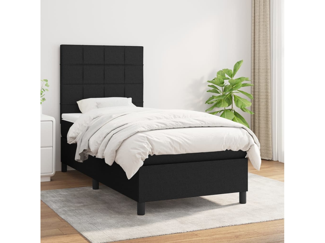 Vidaxl Cama com Molas/colchão 90x190 Cm Tecido Preto
