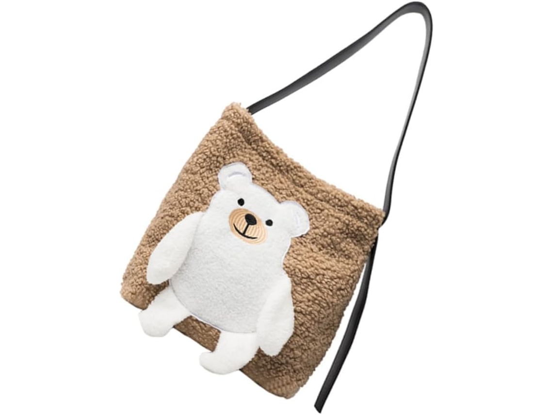 Bolsa De Ombro De Pelúcia Com Estampa De Urso, Bolsa Feminina, Leve E Prática.