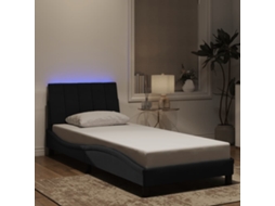 Vidaxl Estrutura De Cama Com Led Sem Colchão Hanko 80x200 Cm Veludo Preto