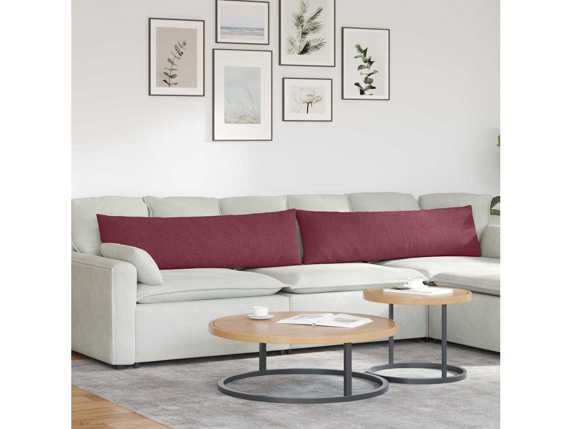 Vidaxl Travesseiros De Sofá 2 Unid. Tecido Vinho Vermelho 145 X 40 Cm