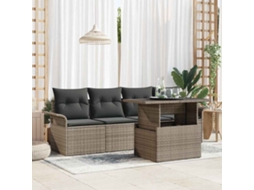 Vidaxl Conjunto De Sofá De Jardim 5 Unid. Cinzeto Vime Pe