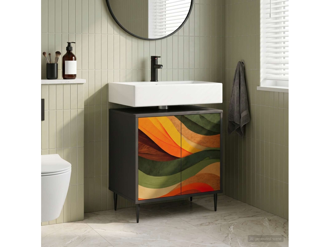 Vidaxl Armário De Banheiro Bonn Carvalho Preto 60 X 40 X 61 Cm