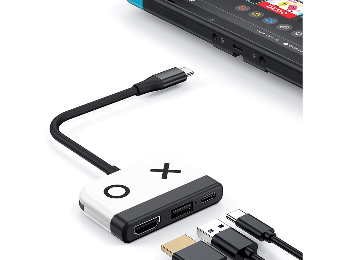 (branco) Dock Para Nintendo Switch Oled, Adaptador De Tv 3 Em 1