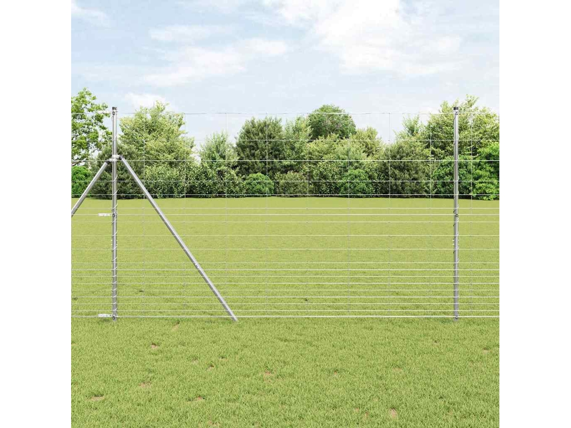 Vidaxl Cerca De Campo Prateado