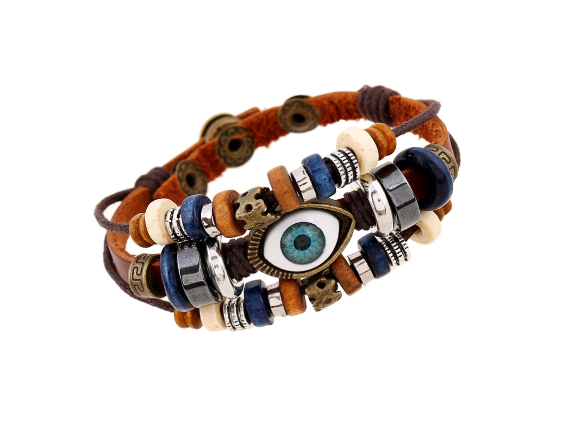 Pulseira Vintage Artesanal Falso Couro De Vaca