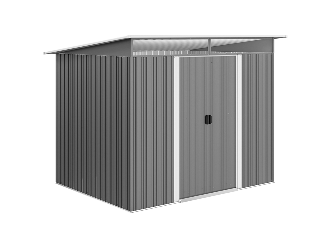 Abrigo de Jardim, 4,5m², Metal, Painéis Transparentes, 260x194x200 Cm, Cinzento, S/MARCA