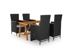 Pcs Conjunto De Jantar Para Jardim Preto Dkd Home Decor