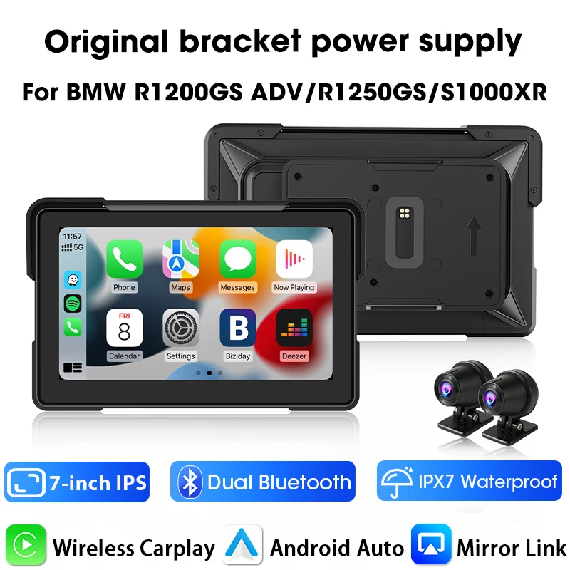 (dvr Carplay De 7 Polegadas) Carplay Para Motocicleta Bmw De 7 Polegadas, Navegação Sem Fio Bluetooth