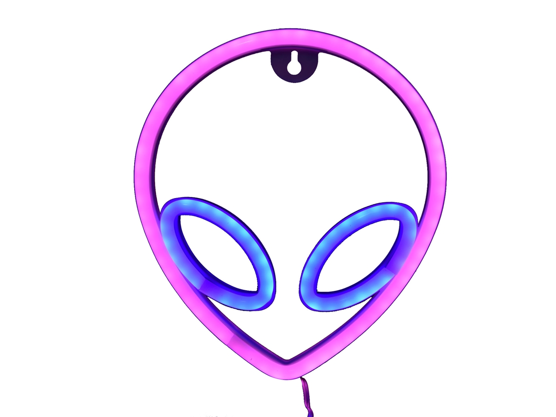 Luz de néon decorativa alien com olho azul e rosto rosa, para quartos e festas, USB/bateria S/MARCA