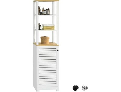 Armário Alto com 5 Prateleiras SOBUY (Branco -40X30X160 Cm)