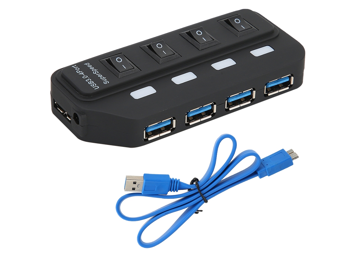 Hub Usb3.0 De 4 Portas Divisor De Alta Velocidade Com Interruptores Independentes Hub Multifuncional
