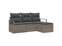Conjunto 4 Conjunto De Móveis Para Exterior Vidaxl Cinzento Vime Pe (175 X 117 X 85 Cm)