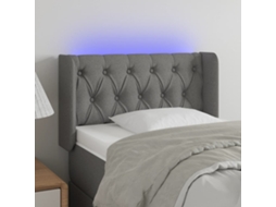 Vidaxl Cabeceira Cama C/ Luzes Led Tecido 83x16x78/88cm Cinza-escuro