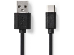 Cabo de Dados NEDIS (USB-C - USB A - 10 cm - Preto)