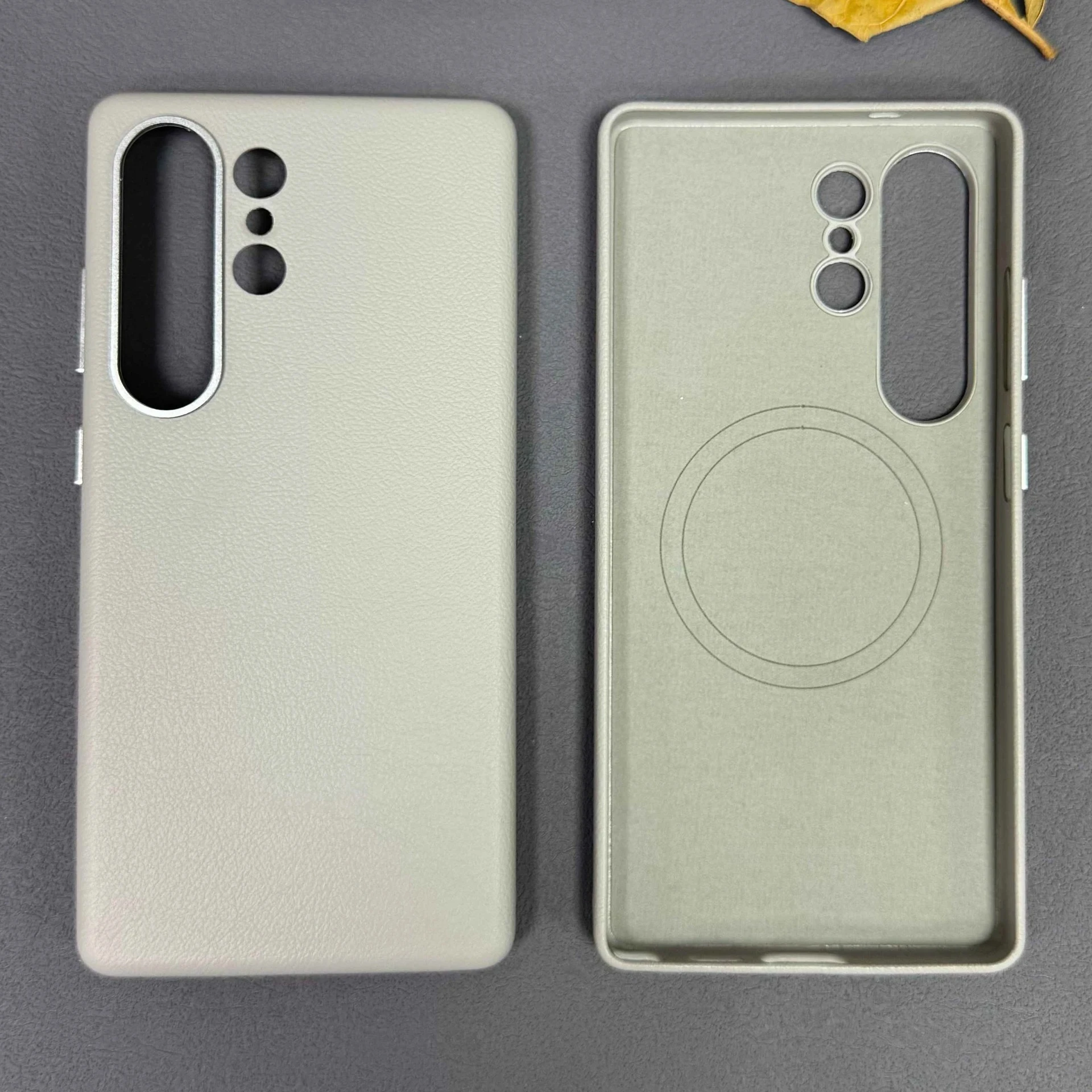 (cinza, Galaxy S25 Ultra) Capa De Couro Resistente A Impactos Para Celular Samsung, Com Carregamento Magnético Forte E Invisível.