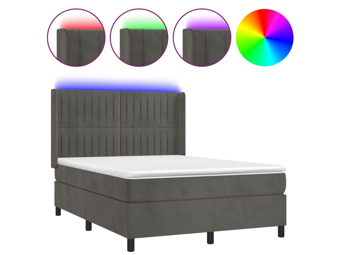 Box Spring Bed, Box Spring Beds Vidaxl Cinzeto Veludo (140 X 190 Cm)