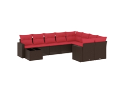 Conjunto de 10 Sofás Jardim com Almofadões Vime Pe Castanho MAISON EXCLUSIVE (10 pcs)