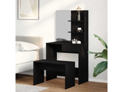 Vidaxl Conjunto De Mesa De Vestir 2 Unid. Carvalho Preto