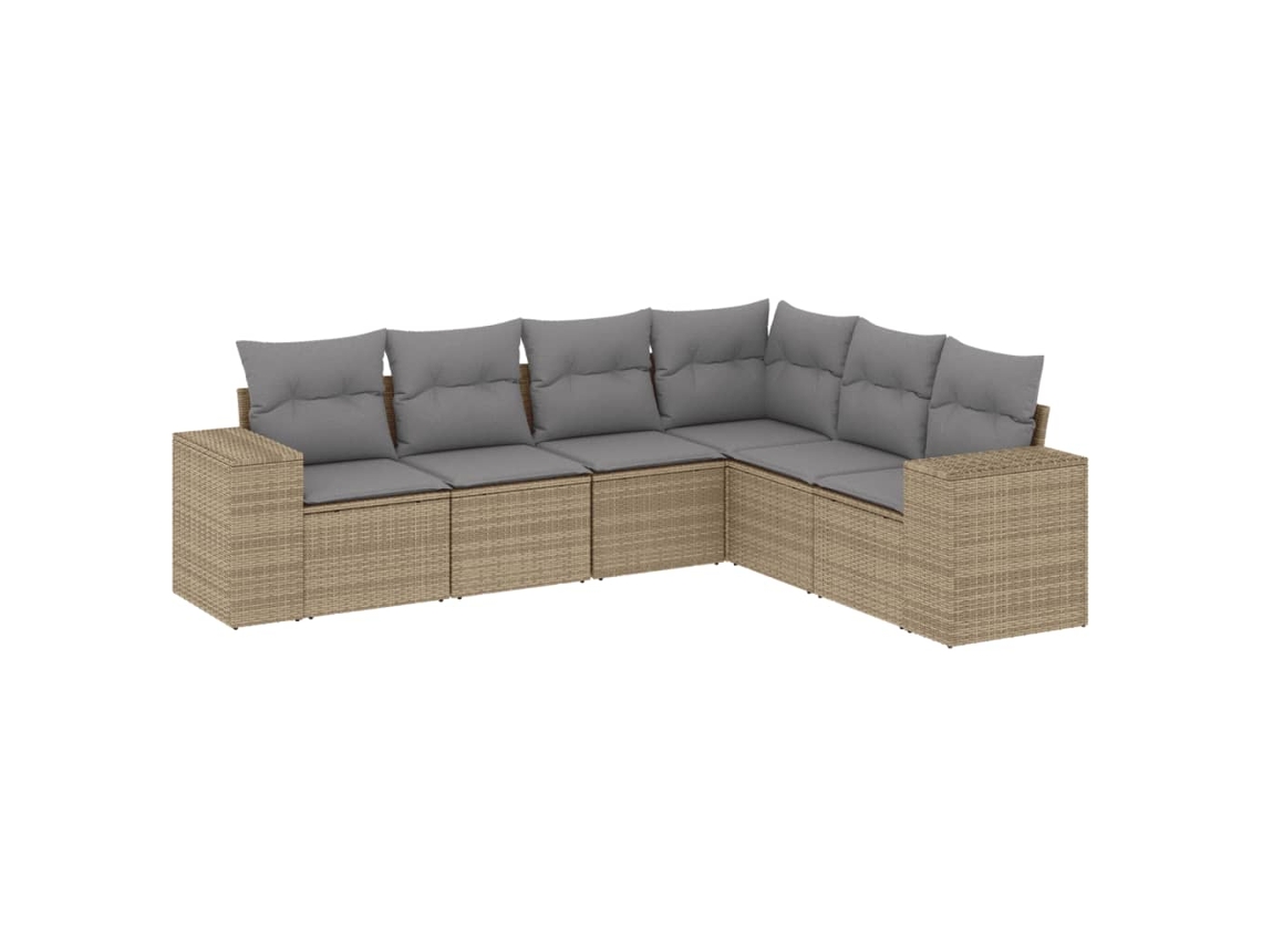 Conjunto de 6 Sofás P/ Jardim com Almofadões Vime Pe Bege MAISON EXCLUSIVE (80x200 cm)