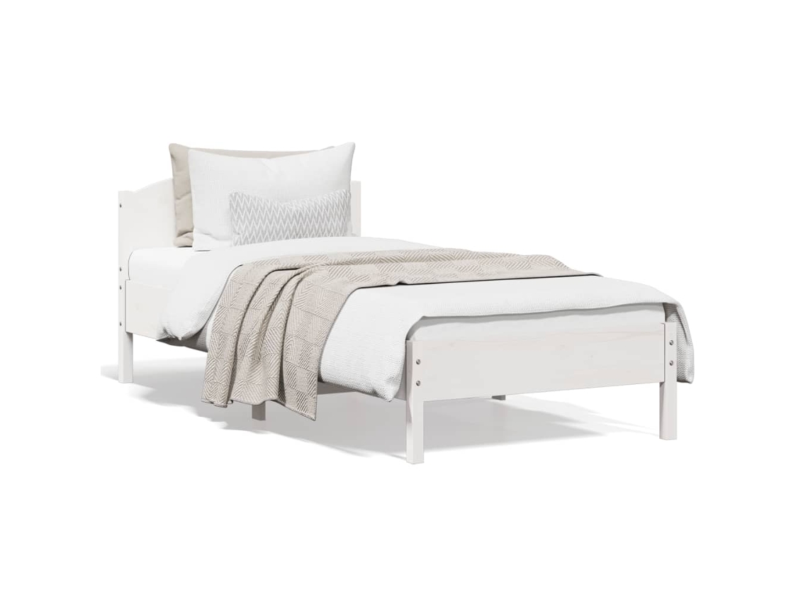 Cama Sem Colchão 90x200 Cm Madeira De Pinho Maciça Branco
