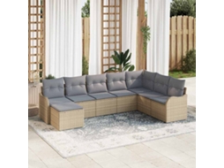 Vidaxl Conjunto De Sofá De Jardim 8 Unid. Bege E Cinza Claro Vime Pe