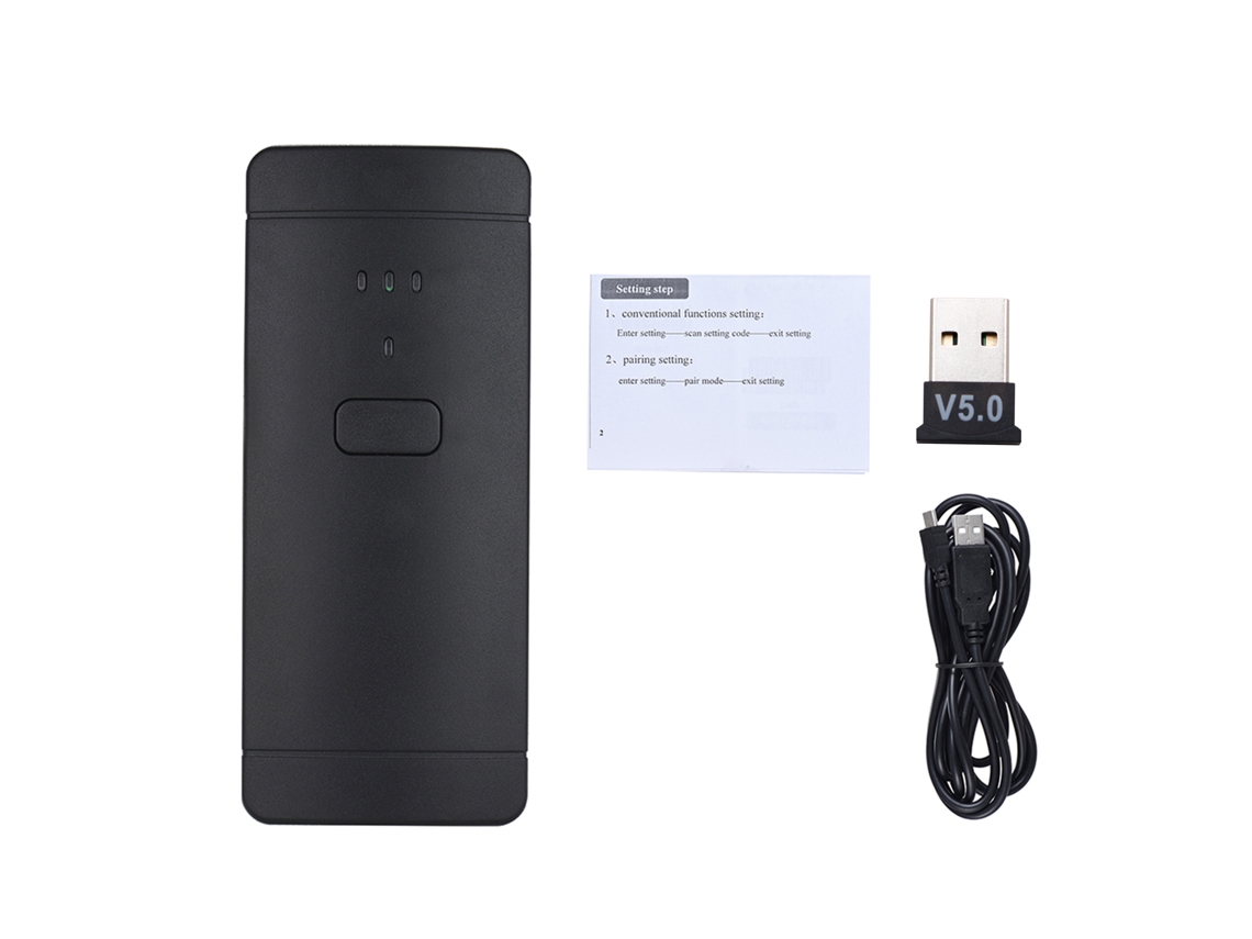 Scanner de código de barras portátil, mini, sem fio, USB, 1D 2D QR, PDF417, para Windows, Mac, Android, iPad, Linux | S/MARCA