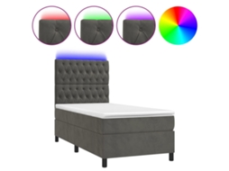 Conjunto 1 Cama Box Spring Vidaxl Cinzeto Veludo (193 X 90 X 128 Cm)