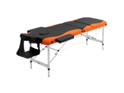 Marquesa De Massagem Dobrável E Portátil Com Altura Ajustável E Apoio Para A Cabeça 210x81x62-85 Cm Laranja E Preto