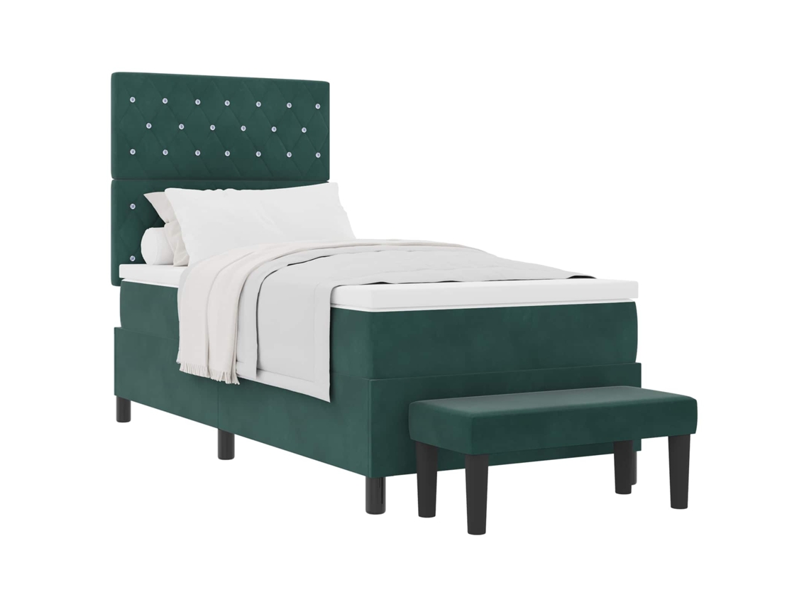 Cama Box com Colchão Verde escuro 100 X 200 Cm Veludo MAISON EXCLUSIVE