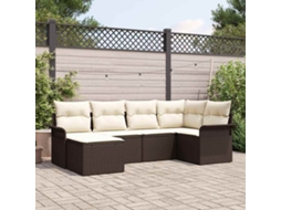 Vidaxl Conjunto De Sofá De Jardim 6 Unid. Castanho Vime Pe