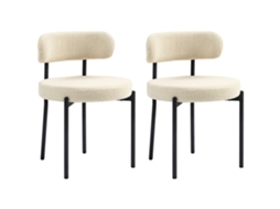 51 X Aço 76 Cm Preto Bege Conjunto De 2 Cadeiras Jantar Com Encosto Tecido Pernas