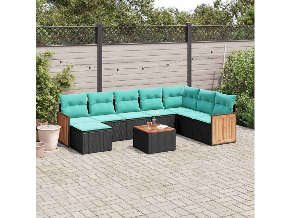 Conjunto de Sofá de Jardim com 8 Peças e Almofadas em Rattan Sintético Cinza VIDAXL