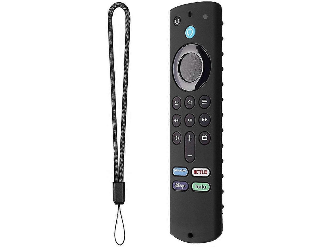 Capa De Silicone Leve, Antiderrapante E Resistente A Impactos Para Controle Remoto De Voz Do Fire Tv Stick De 3ª Geração, Com Alça - Preta
