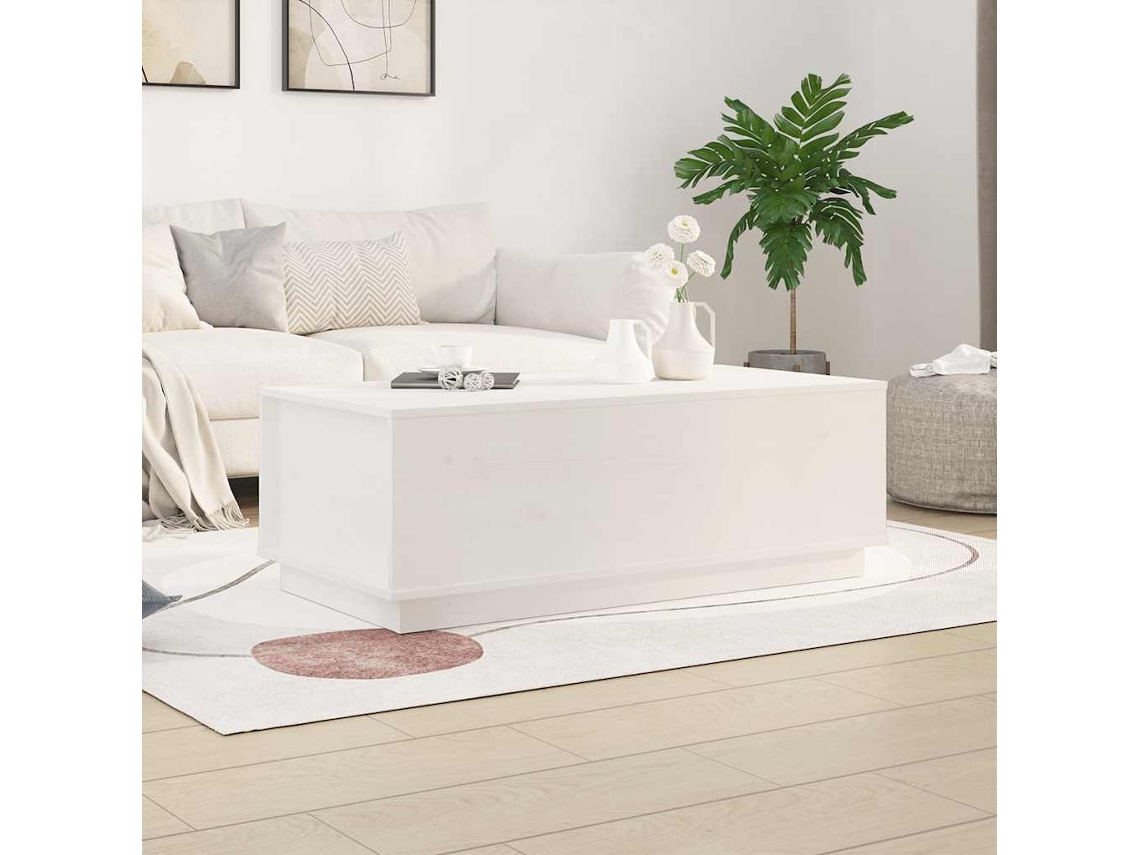 Vidaxl Mesa De Centro 100x50x35 Cm Pinho Maciço Branco