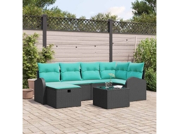 Vidaxl Conjunto De Sofá De Jardim 7 Pcs Preto Rattan Sintético