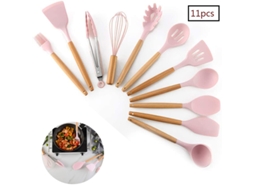 MEOIRUERY Conjunto De Utensílios De Cozinha De Silicone Resistente Ao Calor, 11 Peças, Incluindo Pinças, Batedor E Muito Mais, Utensílios Antiaderentes E Atóxic
