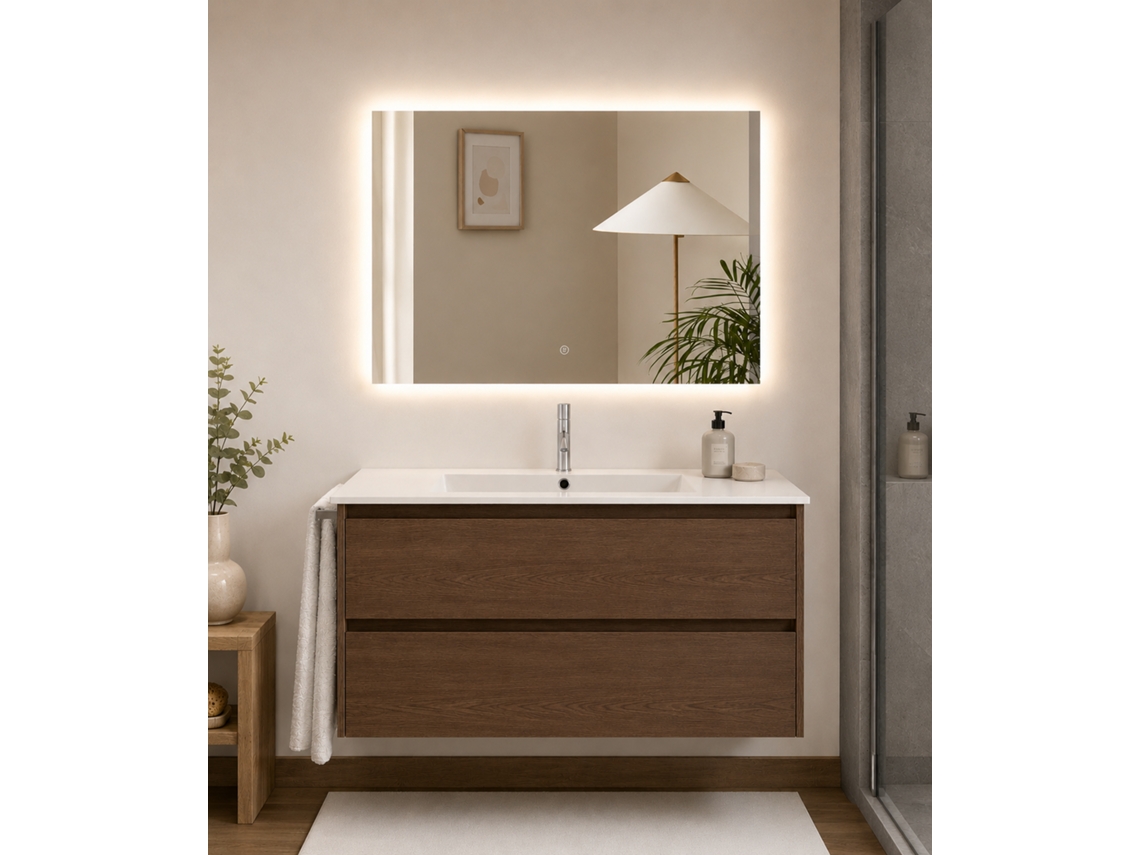 Móvel De Casa De Banho Com Lavatório Origenbath Ibiza Sem Espelho 70x40 Cm Freixo Tea