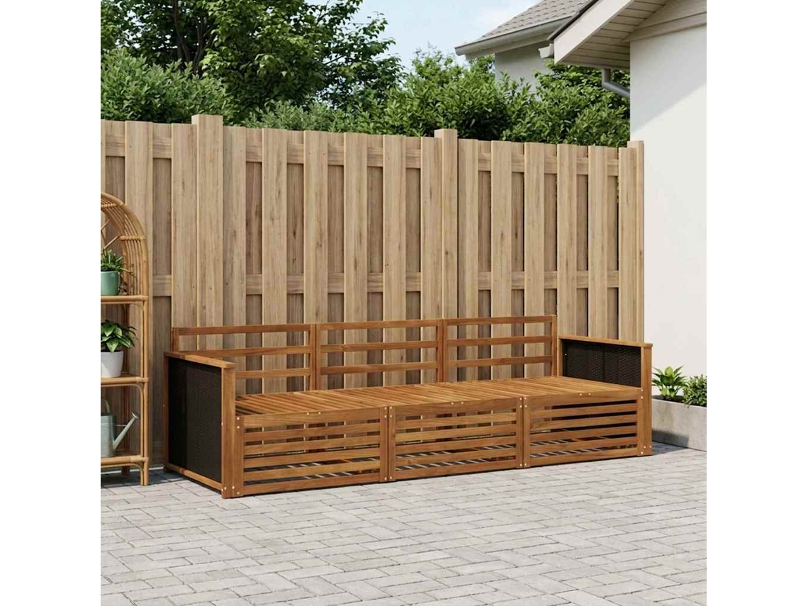 Vidaxl Conjunto De Sofás Para Exterior 3 Pcs Natural