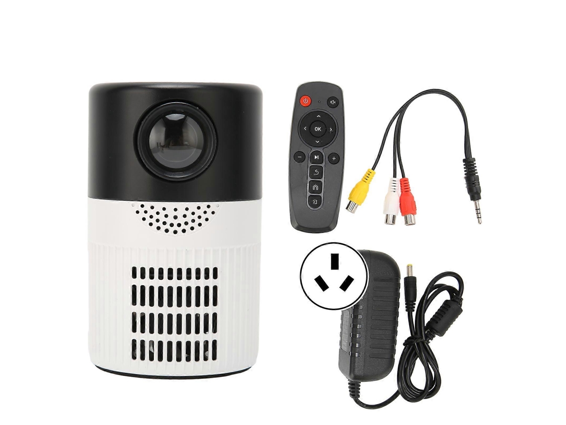 Miniprojetor portátil Slwomoose HD 1080p com som de filme e ventilador duplo para DVD, 100 V-240 V, preto e branco, plugue australiano
