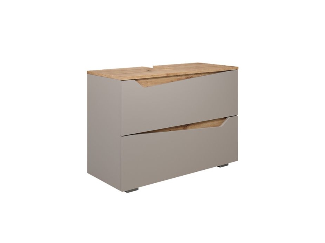 Móvel Sob Pia Simples Marelle VICCO 80x57.5cm com 2 Gavetas Greige/carvalho Artesanal