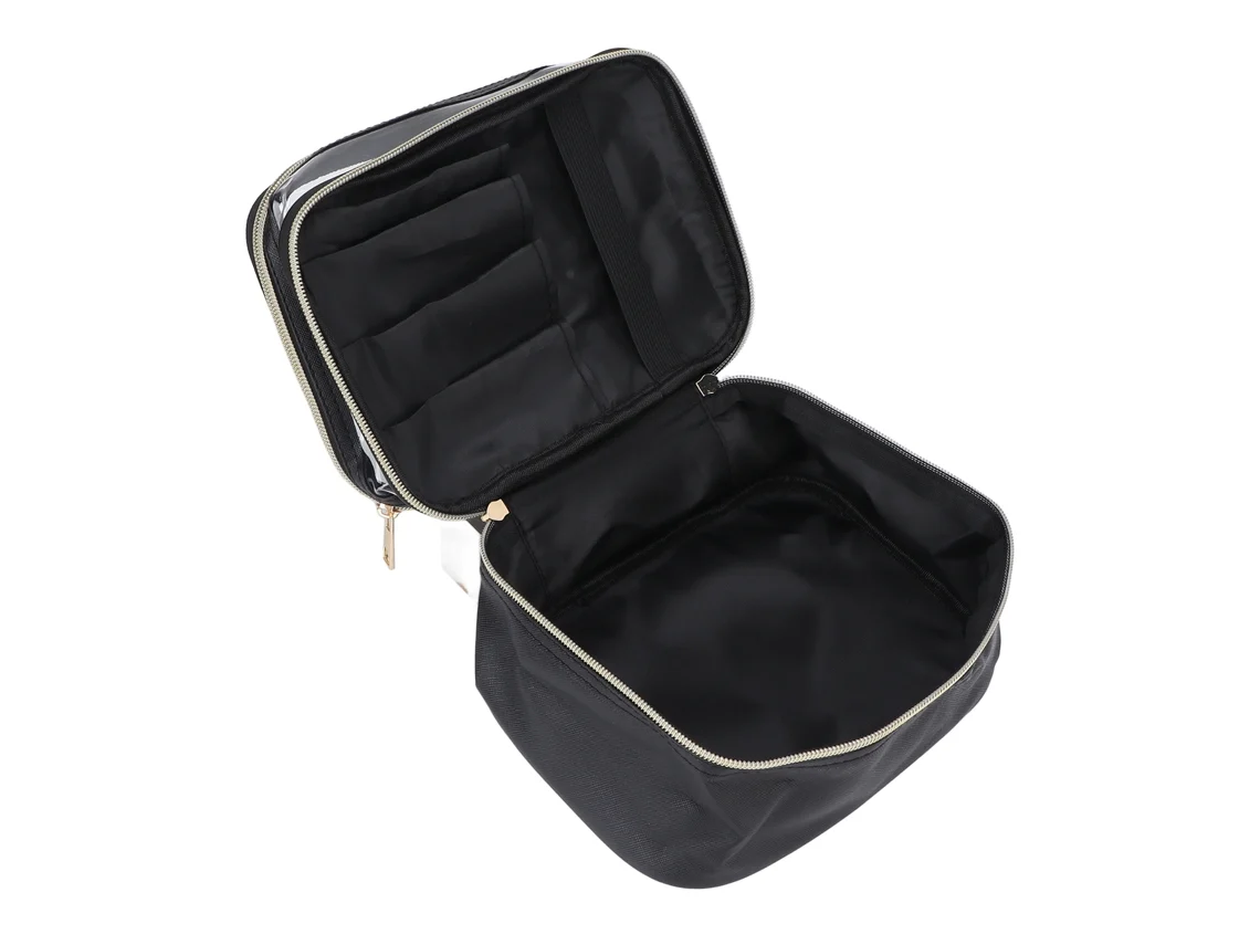 Bolsa De Maquiagem De Duas Camadas Em Pvc Com Grande Capacidade Para Viagens