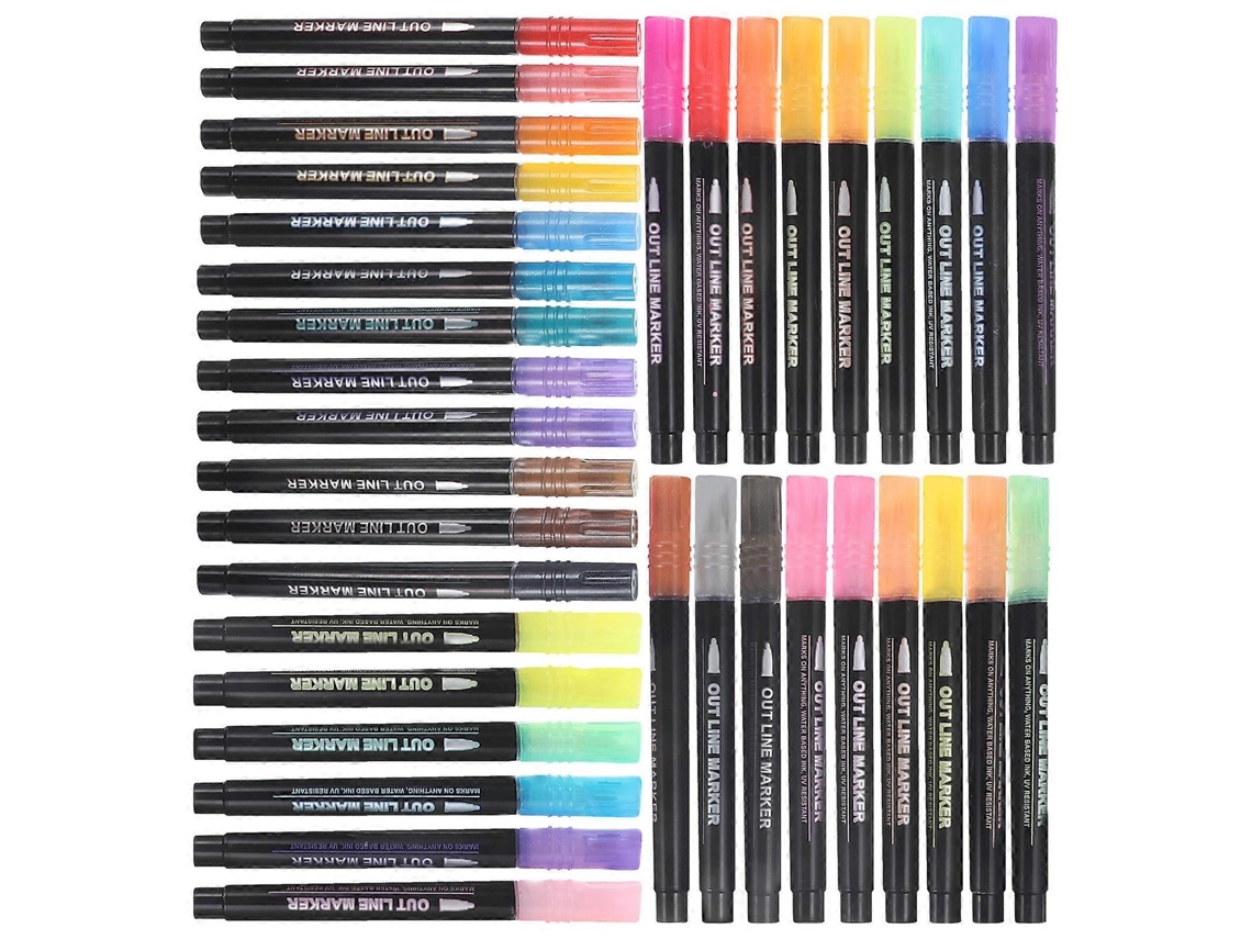 Marcadores De Contorno Multifuncionais Com Glitter Para Estudantes, Arte, Design, Leitura, 5,2 X 0,4 X 0,4 Polegadas, Pacote Com 36 Olysi Shop