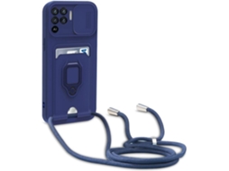 Correia Reno Colar Proteção Câmera para Oppo Oppo A94 4G/F19 Pro/5F/5Z/5 Lite HONGWE. Silicone Azul