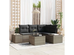 Vidaxl Conjunto De Sofá De Jardim Cinzento-claro Vime Pe