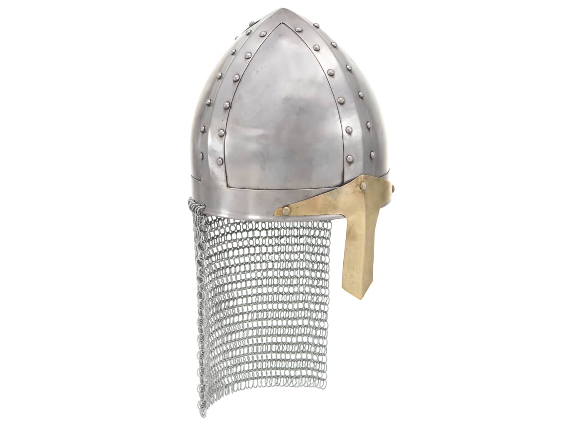 Vidaxl Capacete De Cavaleiro/cruzado Réplica Larp Aço Prateado